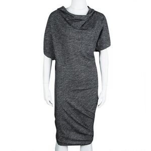 Alexander McQueen Grey Marled Knit Draped Asymmetric Dress